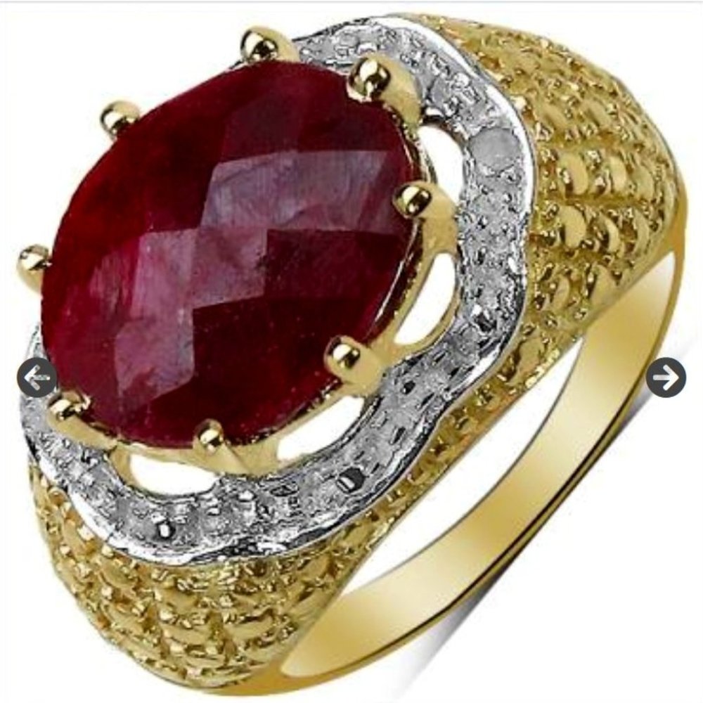 Vintage Diamonds Red Ruby Wms Ring - image 1